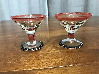 Mini Martini Glasses Hand-Painted; Set Of 2 • $10