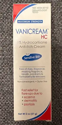 Vanicream 1% Hydrocortisone Anti-Itch Cream Dermatologist Tested 2 Oz • $9.99