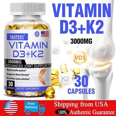 30Caps Vitamin K2 (MK7) With D3 5000 IU Supplement Immune & Joint Support • $8.21