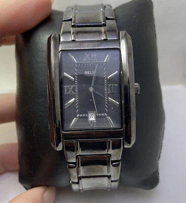 $29.99 • Buy Relic Allen ZR77109 Mens Gunmetal Rectangular Tank 31mm Quartz Analog Watch H25