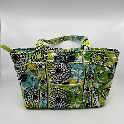 Vera Bradley LIMES UP Tote Purse Shoulder Handbag Floral Green Blue 12  Small • $19.99