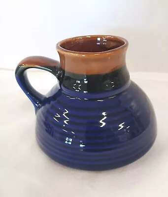 No Spill Pottery Travel Mug Wide Flat Bottom Coffee Mug Vintage Blue • $20.99