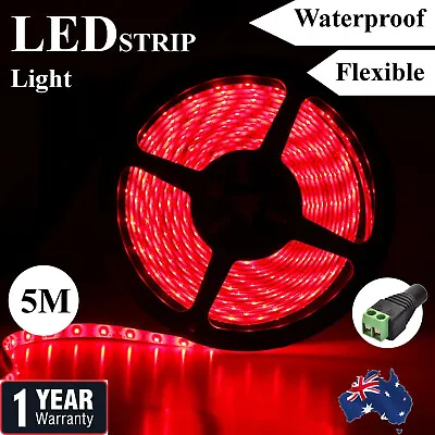 Waterproof Red 12V 5M 2835 SMD 300 Leds LED Strip Lights Car Boat Caravan IP65 • $10.35