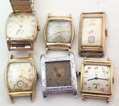 Lot Of 6 Vintage Mens Swiss Art Deco Wristwatch Watches Parts Repair • $14.50