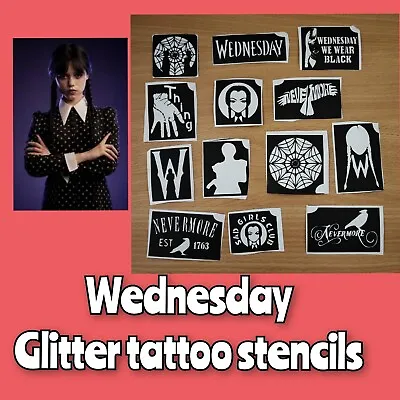 £3.50 • Buy Glitter Tattoo / Face Paint Stencils. Wednesday Addams X 10 Children Birthday 