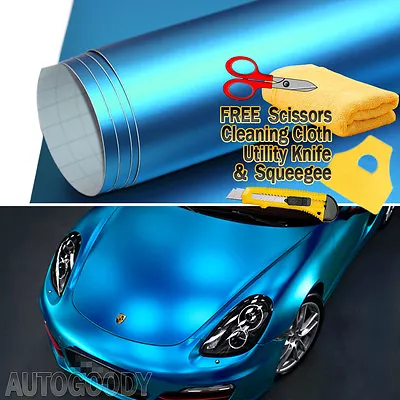 Premium Satin Matte Chrome Metallic Vinyl Film Wrap Sticker Air Bubble Free • $8.38