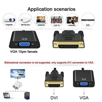 $7.95 • Buy 1080p DVI-D 24+1 Pin Male To VGA 15Pin Female Active Cable Adapter Convert ~~