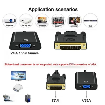 1080p DVI-D 24+1 Pin Male To VGA 15Pin Female Active Cable Adapter Converter -'h • $7.75