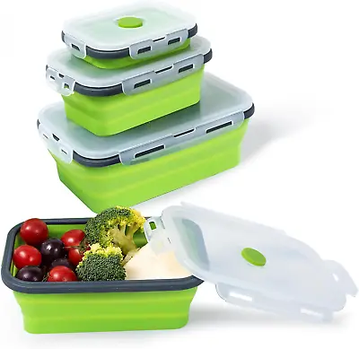 Esie Houzie Silicone Food Storage ContainersCollapsible Lunch Box Food Prep For • £21.16