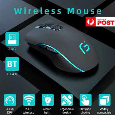 $31.48 • Buy Wireless Bluetooth Mouse Rechargeable Dual Mode Silent Ergonomic For PC Laptop