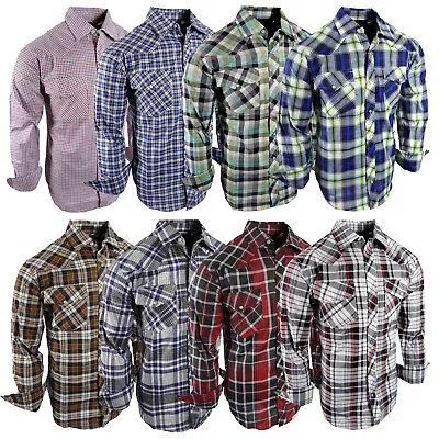 Plaid Shirt Mens Country Western Flap Pockets Triple Snap Cuffs TRUE FIT Casual • $19.95