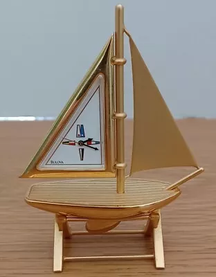 Bulova Mini Clock - Miniature Yacht On Original Stand - WORKING • $249.95