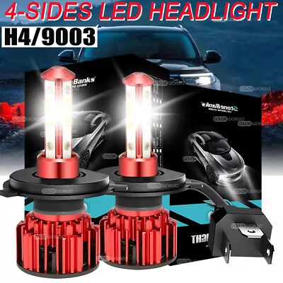 4-sides H4 9003 Super White 12000LM Kit LED Headlight Bulbs High Low Beam 6500K • $21.98