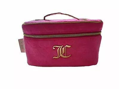 NWT! Juicy Couture Travel Velour Makeup Case Vanity Bag Velvet Pink Gold Logo • $24.88