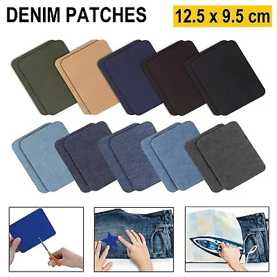 Denim Fabric Iron On Patches For Clothing Jeans Jacket Repair Kits Craft Pad • $6.99