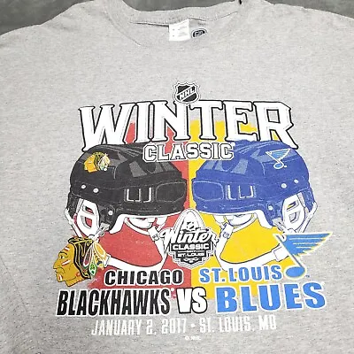 St. Louis Blues Vs Chicago Blackhawks 2017 Winter Classic Shirt L NHL Hockey LS • $14.98