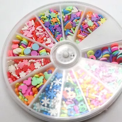 Nail Art Wheel Set 3D Fimo Polymer Clay Slices Nail Art Decals Tips 12 Style • $2.06