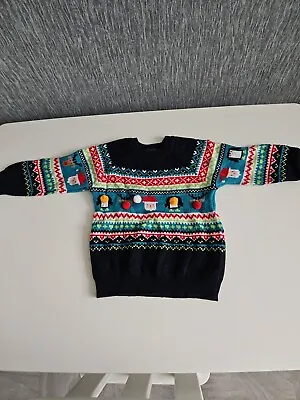 Next Baby Boys Christmas Jumper. Age 9-12 Months. Navy Mix. • £4