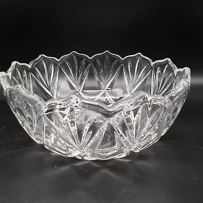 Vintage Roxborough Crystal Serving Bowl Mikasa 8  Floral Shaped Scalloped Edge • $20