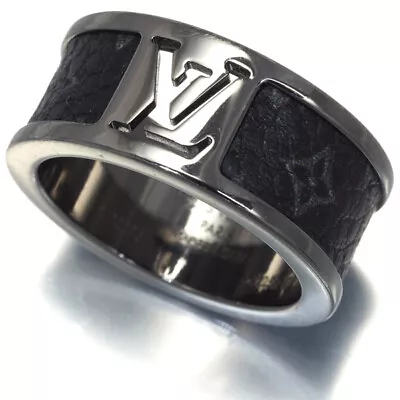 Auth Louis Vuitton Ring Monogram Eclipse M00696 US8-8.25 /Leather  • $327.38