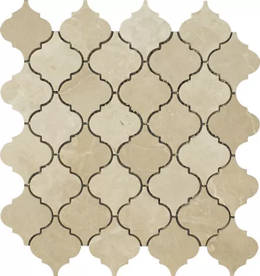 Arabesque Botticino Polished Marble Waterjet Mosaic Tile • $34.99