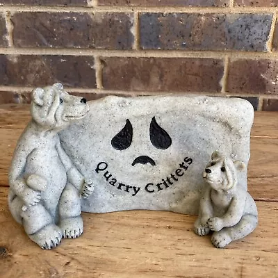 Vintage Large Quarry Critters Two Polar Bear Buddies Figurine With Plaque READ • $34