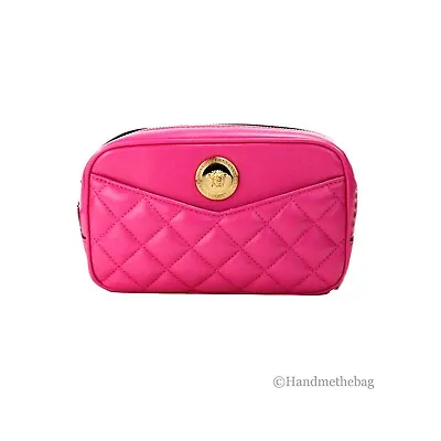 Versace Small Quilted Fuchsia Smooth Leather Chain Camera Crossbody Bag • $924.88