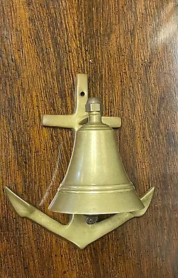 Vintage Solid Brass Anchor Bell Wall Mount Nautical Sailor Maritime Dinner 5.75” • $15