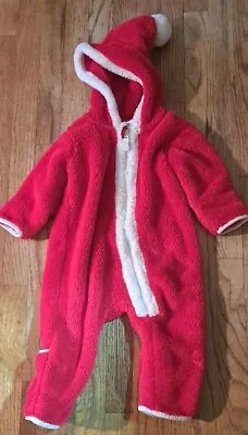 Hanna Andersson Red Plush Faux Fur Hooded Toddler Full-Zip Snowsuit 18-24mos New • $13