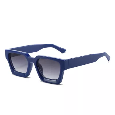 Retro Rectangle Sunglasses For Women Men Chunky Square Thick Frame Glasses UV400 • $9.99