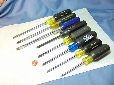 8 Pce SCREWDRIVER Lot KLEIN-IDEAL-CRAFTSMAN-ACE PRO-STANLEY Slotted & Phillips • $27.95