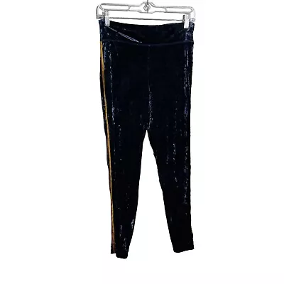 Aerie Leggings Women's Large Navy Blue Stripe Velvet Velour Pull On Chill Play • $6.75