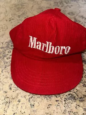 Marlboro Vintage Corduroy Hat Cap Red Snap Back Cigarette Advertising USA • $39.99