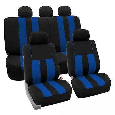 Full Set Car Seat Covers For Auto SUV Van Blue Black W/Steering/Belt Pads • $39.99