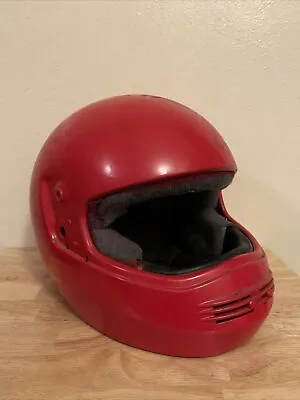 Vintage  Full Face Helmet Red  - Unmarked No Mask - Soft Interior • $12