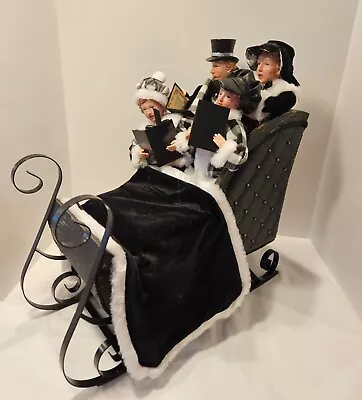 Valerie Parr Hill Dickens Family Sleigh ~ Christmas Carolers In Buffalo Plaid • $149.95