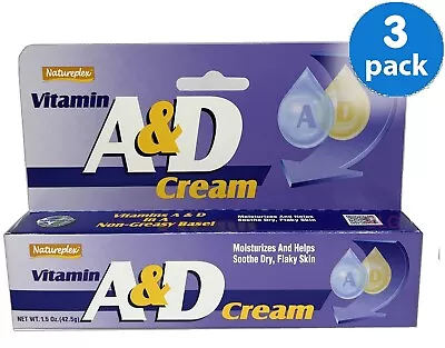 Natureplex Vitamin A&D Cream Moisturizer Dry Flaky Skin 1.5oz. Non Greasy 3-Pack • $12.95