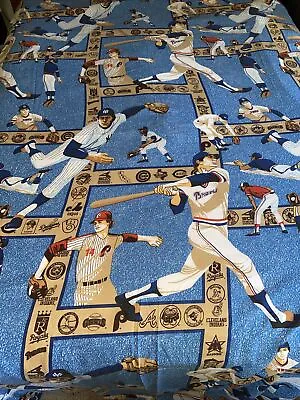 Vintage MLB Baseball Team Logos Twin Bed Spread- Sears Perma Prest • $39.99