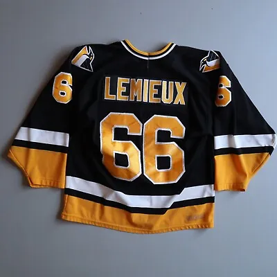 Vtg 90s CCM Mario Lemieux Pittsburgh Penguins Black Jersey Adult Men Medium • $120