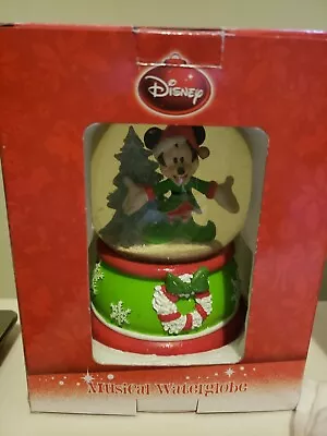 Disney Mickey Mouse Musical Waterglobe Snowglobe Jingle Bells NEw In Box • $20