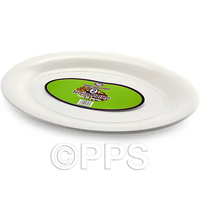 £5.86 • Buy White Disposable Plastic Serving Platter 40cm X 28cm Party Event BBQ Buffet