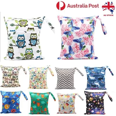 Double Pockets Children Kids Wet Bag For Nappies Swimmers Bathers Waterproof • $12.99