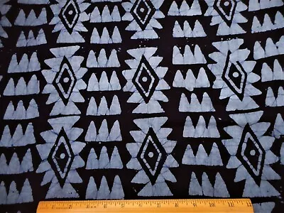Batik Fabric 1/2 Yard Blue Aztec Tribal Design On Navy Blue Cotton #62 #C • $5.25