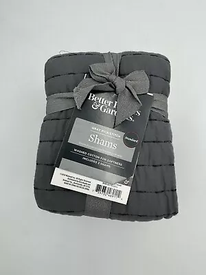 Quilted Gray Sham 2 Pack Standard Size 20  X 28  Better Homes And Gardens Cotton • $14.30