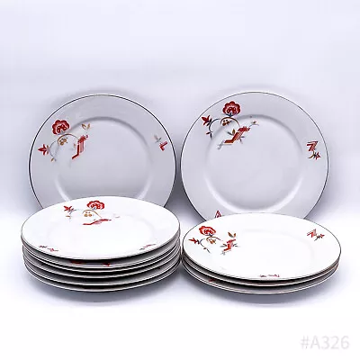 Vintage Bareuther Bavaria Plate Dining With Floral Decoration White 11 Pieces • $117.85