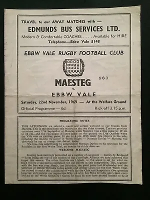 £1.75 • Buy 1969 EBBW VALE V MAESTEG Programme