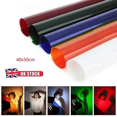 50x40cm CTO CTB Coloured Lighting Gel Sheet Transparent Filter UK 5 Colours • £17.99