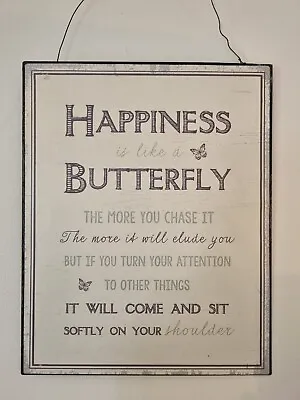 Inspirational Metal Plaque Friendship Gifts Happiness Butterfly Quote Love Sign • £0.99
