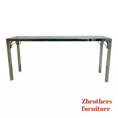 Vintage Mid Century Chrome Italian Regency Sofa Hall Foyer Table Sideboard • $519