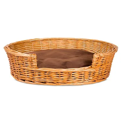 £33.99 • Buy Wickerfield Oval Honey Wicker Dog Pet Bed Basket Sofa Puppy Cat Natural Wicker